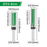 LinkMejor 2pcs 8mm 12mm Shank Straight Cut Router Bit Set Four Flute Tungsten Carbide Cutter Woodworking Tools for CNC Machines Dense Board Solid Wood Cutting