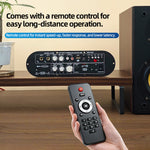 D1200 2.0-Channel Amplifier Board Bluetooth 5.0 50W+50W DC15-18V 5A Min AUX/FM/USB/TF/MIC Input 4-8 Ohm HiFi Stereo Subwoofer Support Karaoke Remote