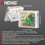LinkMejor AP01 Thermohygrometer Clock with Backlit LCD Display Real-Time Temperature and Humidity Monitor Built-in Alarm and Calendar Type-C Charging
