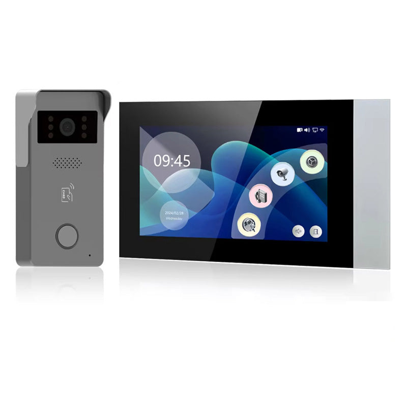 TD-D2ICR36W Tuya 1080P 2-Wire Analog IP Video Intercom Kit 7 inch Color Touch Screen Wireless Wifi Doorbell RFID Access Control System EU Plug