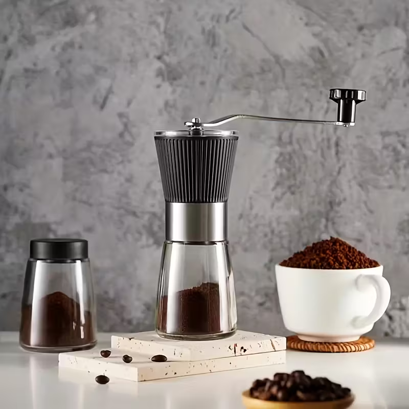 IPRee Manual Coffee Grinder Glass Portable Outdoor Coffee Machine Ceramic Grinding Core Pepper Grain Mill Coffeeware for Kitchen