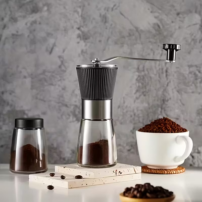 IPRee Manual Coffee Grinder Glass Portable Outdoor Coffee Machine Ceramic Grinding Core Pepper Grain Mill Coffeeware for Kitchen