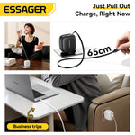 [GaN Tech] ESSAGER ES-CD60 65W 2-Port USB PD Charger with USB-C Retractable Cable+USB-A+USB-C PD3.0 QC4.0 PPS Fast Charging Wall Charger Adapter EU Plug for iPhone 17 17Pro 16 Pro Max 15 14 for Xiaomi 17pro for SAMSUNG for OPPO