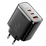 [GaN Tech] ESSAGER ES-CD56 65W 3-Port USB PD Charger USB-A+2USB-C PD3.2/3.0 QC2.0/3.0/4.0 AFC AVS PPS SCP FCP Fast Charging Wall Charger Adapter EU Plug for iPhone 17 17 Pro 16 Pro Max 15 14 for Huawei Mate XTs for OPPO for Xiaomi