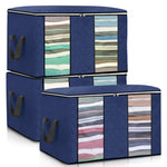LinkMejor DO WAY 3PCS Clothes Storage Bag Non-woven Fabric Two-window Foldable Storage Bag