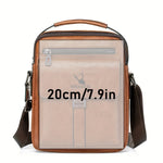 LinkMejor PU Leather Men's Messenger Bag Trend Retro Business Men's Shoulder Bag Waterproof Carry-on Bag Crossbody Bag Men's Backpack