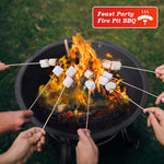LinkMejor 22 inch Fire Pit for Outside Outdoor Wood Burning Pit Steel Firepit Bowl BBQ Grill for Patio Camping Backyard