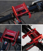 LinkMejor P30 Bike Holder Aluminum Alloy 360° Adjustable Sturdy Anti-fall 0.2kg Lightweight Handlebar Holder for Motorcycle Bicycle Scooter Bracket - Red