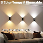Elfeland Rechargeable LED Motion Sensor Wall Light with Remote Control Up & Down Glow 3 Color Temperatures Auto-Off Magnetic Night Lamp