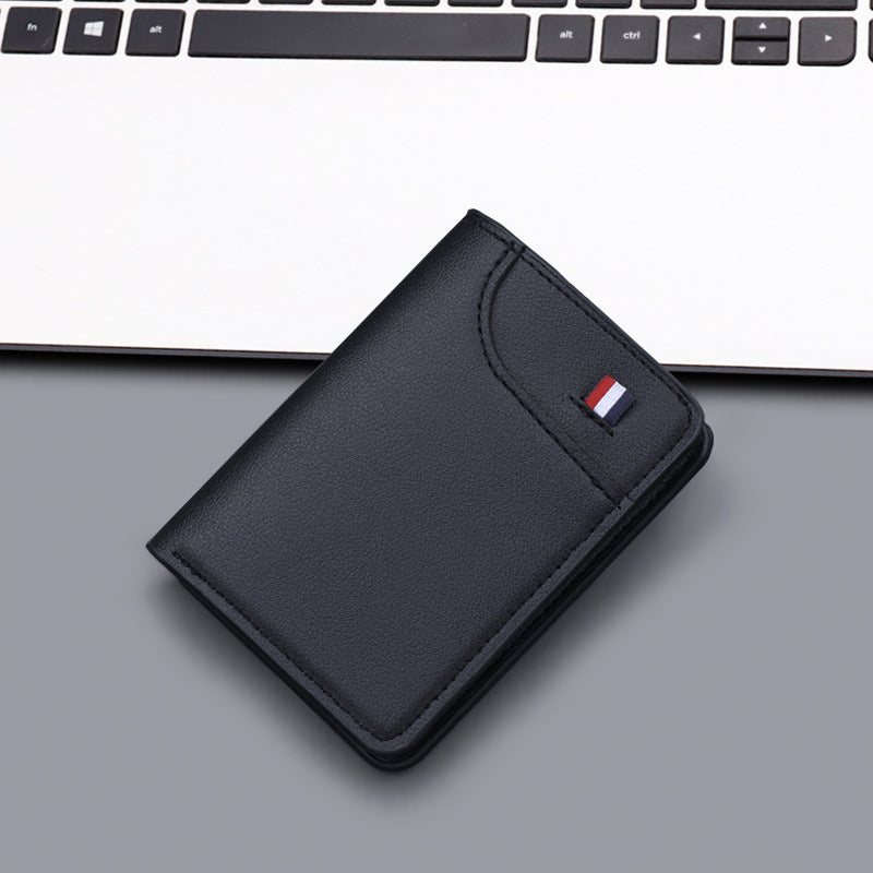 Men's Vertical Wallet Thin PU Leather Anti-magnetic Clip Wallet Simple Style Urban Daily Combination 5 Card Slots Available