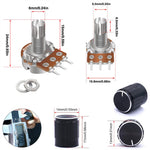 60PCS WH148 Potentiometer Switch Kit B5K/10K/20K/50K/100K Ohm 15mm Shaft with Black/Silver/Golden Knobs for Audio Control Electronic Projects