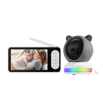 RH-BM16 Tuya WiFi Baby Monitor with 5-Inch 1080P HD Display PTZ Camera Night Vision Two Way Audio Temperature Sensor Built-in Lullabies Smart Home Baby Monitoring Set