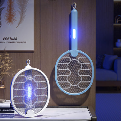 LinkMejor 3 In 1 3000V Cordless Rechargeable Electric Mosquito Bug Zapper Foldable Handheld Mosquito Killing Lamp
