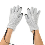 LinkMejor Knitted USB Heated Gloves Touch Screen Compatible 40-50°C Adjustable Warmth Removable Heating Pad Flexible Cable Thermal Winter Gloves