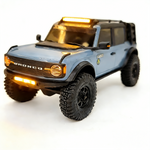 Upgraded Headlights Roof Bumper Angel Eye Spare Tire Holder LED Lights for Jeep for Ford Bronco Axial SCX30 1/30 Micro Off-Road Truck RC Cars Vehicles Models Parts