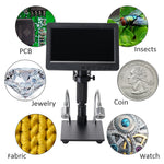 LinkMejor 26MP HDMI-compatible Digital Microscope 2100X Digital Magnification Adjustable 7 inch Screen 60fps Hight Frames Rate Microscope Camera with HDR Mode Can Eliminate Metal Reflection For Soldering HY-2070
