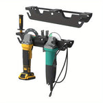 Dual Bay Metal Angle Grinder Rack Stand Wall Mount Storage with Cord Hanger Easy Assembly Holds 2 Grinders Classic Design Robust Metal Construction