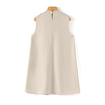 LinkMejor Women Elegant Stand Collar Sundress Sleeveless A-Line Midi Party Prom Dress