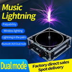 Music Tesla Coil Bluetooth/AUX Dual Mode Music Box 48V Input Transparent Acrylic Artificial Lightnings Touchable Science Experiments Audio Input