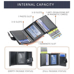 Men's RFID Blocking Trifold Auto Pοp-up Cards Holder Aluminum Box Men Buckle Coin Purse Money Clip