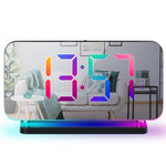 Large Screen Electronic LED Mirror Clock Colorful RGB Display Colorful Night Light Radio Projection Clock Led Electronic Clock Desktop Alarm Clock