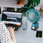 Portable Camping Fan 14.4-18V Battery Powered Clip On Fan 3 Speed Settings 2150-3300RPM Lightweight for Outdoor Stroller Tent