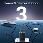 [GaN Tech] Vention FER 65W 3-Port USB PD Charger USB-A+2USB-C PD3.0 QC3.0 PPS SCP FCP AFC Apple2.4A Fast Charging Wall Charger Adapter EU Plug for iPhone 16 15 Pro 14 13 12 Pro Max for Huawei Mate XT for Xiaomi 15pro
