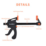 4PCS F-Bar Clamp Woodworking Clamp 4Inch Bar F Clamps Clip Wood Carpenter Tool Grip Quick Ratchet Release Squeeze Woodworking DIY Hand Tool Kit