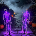 Elfeland Solar Skeleton Ground Stake Light LED Auto On/Off Sensor Waterproof Plug&Play Halloween Ambient Lamp for Outdoor Garden Yard Pathway Decoration