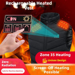 LinkMejor 35 Zones Black Electric Heated Vest for Men Women 5-control DC Charging Unisex Washable Outdoors Winter Warm Heating Clothing
