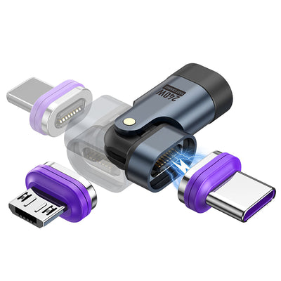3-in-1 240W PD3.0 Magnetic USB Cable Adapter with Type-C/iP/Micro USB Fast Charging Adapter Converter Head for iPhone 16 15 15 Pro for XIAOMI for HUAWEI