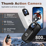 MZ02 5MP HD 2.4G WIFI Thumb Action Camera 4K Ultra HD Wide Angle Electronic Anti-Shake Underwater Shooting Waterproof Portable Mini Sport Camera with App Remote Control for Vlogging Recording