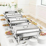 4PCS Warmounts 10L Stainless Steel Square Chafing Dishes for Buffet Chafing Dish Set for Home Parties Christmas Buffet Warmer Set