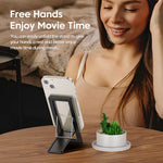 LinkMejor TQ-ZJ07 Multi Angles Adjustable Desktop Phone Holder Stand 4mm Ultra Thin Foldable Card Design 11 Gears Positions for 4-6.7 Inch Smartphones Anti Slip Silicone Pad