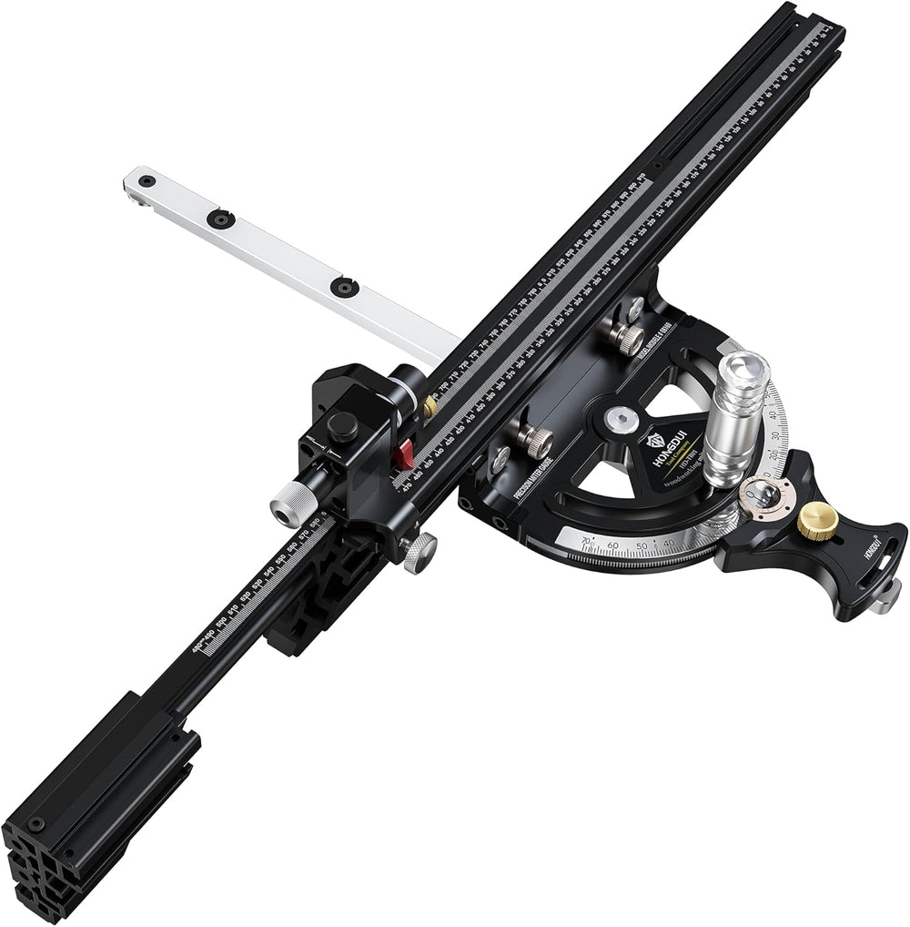 LinkMejor HD-MG21 Precision Miter Gauge For Table Saw With Extended Fence And 0.02mm Micro Adjustable Flip Stop Router Table Precision Angle Setting