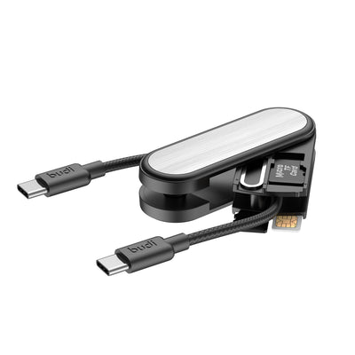 Budi CP586 Keychain Portable Storage&Charging Cable PD65W Type-C to Type-C Cable Fast Charging Data Transmission Copper Core Line 16CM Long Foldable Design for iPhone 17 17Pro 16Pro Max 15 for Xiaomi 17pro for Huawei Mate X7