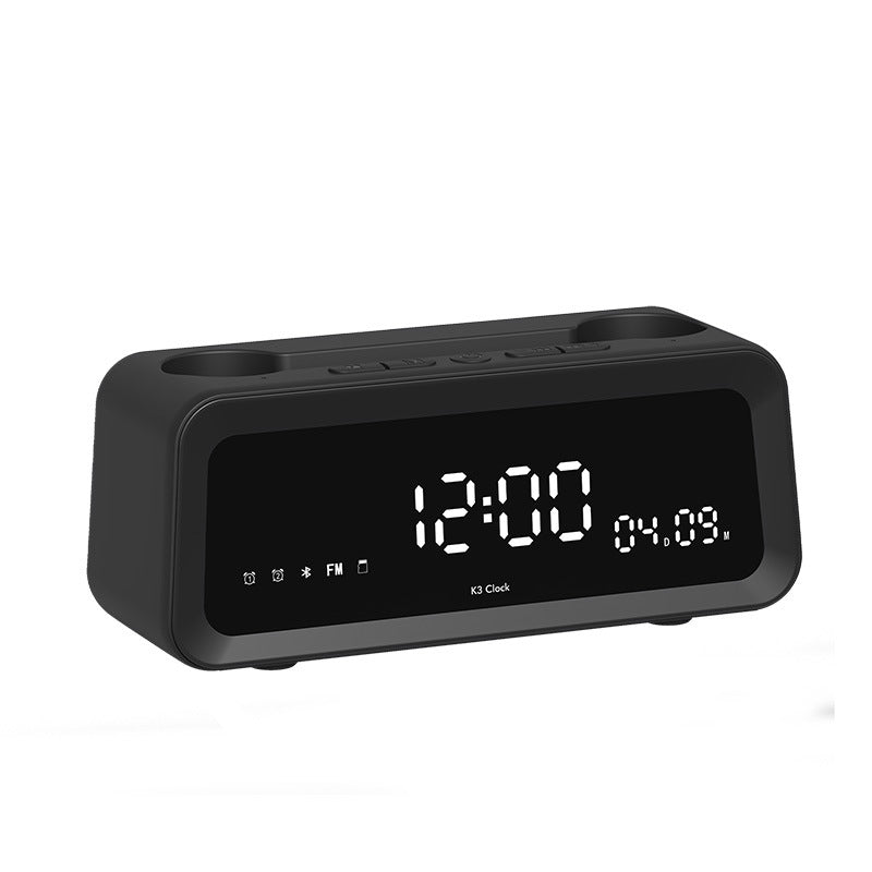 K3 Dual Alarm Clock Speaker Wireless bluetooth 5.4 Speakers with HD Digital Display 57mm Speaker Deep Bass Support TF Card Playback FM Radio Phone Bracket Portable Speakers