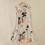 LinkMejor Elegant Style Women's Dresses Sleeveless Round Neck Printed A-Line Mermaid Dress