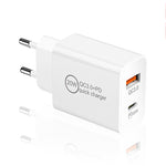 PD20W 2-Port USB PD Charger Dual 20W USB-C PD3.0 QC3.0 Fast Charging Wall Charger Adapter EU Plug for iPhone 12 13 14 14 Pro Max for Huawei Mate50 for Redmi K60 for Samsung Galaxy S22