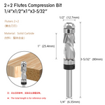 LinkMejor 1/4" Shank Woodworking Solid Carbide CNC Router Bit  Spiral Compression Top Bearing Flush Router Bit Ideal for Carving Trimming Milling