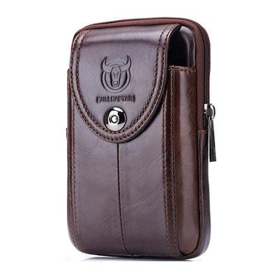 LinkMejor Genuine Leather Waist Pack Mens Small Fanny Belt Bag Travel Phone Pouch Male Work Leather Waist Bag