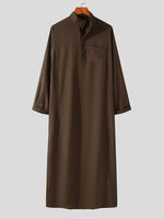 LinkMejor Mens Robes Saudi Style Thobe Dishdash Jubba Arab Robe Islamic Clothing Long Maxi Dress Tops