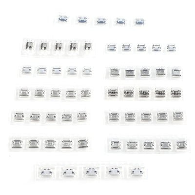 60pcs 12 Types Mini USB Socket Set Stainless Steel Port High Durability Easy to Store and Carry Industrial Control Components