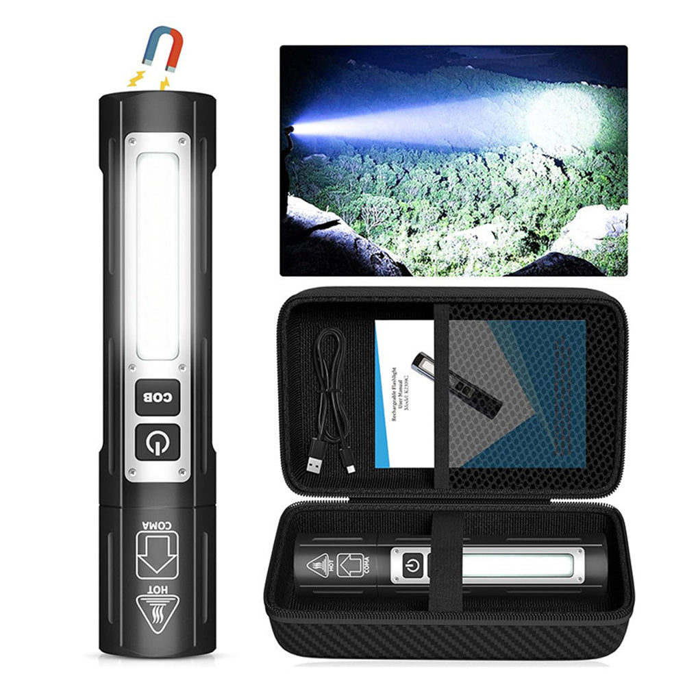 LinkMejor Rechargeable Flashlights Super Bright Small Pocket Magnetic Flashlight, 8 Modes LED Tactical Flash Light, Dual Button Powerful Flashlight for Camping