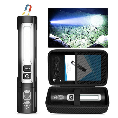 LinkMejor Rechargeable Flashlights Super Bright Small Pocket Magnetic Flashlight, 8 Modes LED Tactical Flash Light, Dual Button Powerful Flashlight for Camping