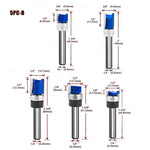 Router Bits Set of 4/5PCS 1/4inch Shank Flush Trim Router Bit Tungsten Carbide Template Pattern Bit Bearing Straight End Mill Woodworking Tools