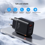 [GaN Tech] KUULAA KL-CD116 PD30W 2-Port USB PD Charger USB-A+USB-C PD Fast Charging Wall Charger Adapter EU Plug for iPhone 17 17Pro 16 Pro Max 15 14 13 for Xiaomi 17pro for Huawei Mate XTs for OPPO for VIVO