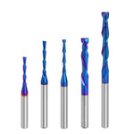 LinkMejor 6.35mm 1/4" Shank Solid Carbide Bit Up Cut Flush Trim Bit Down Cutter Compression Flush Trim Bit Router Bit Nano Blue Coated