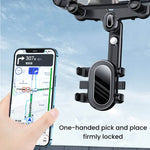 Car Rearview Mirror Bracket Extendable 360° Rotating Multifunctional Phone Mount for Navigation Reverse Mirror Holder