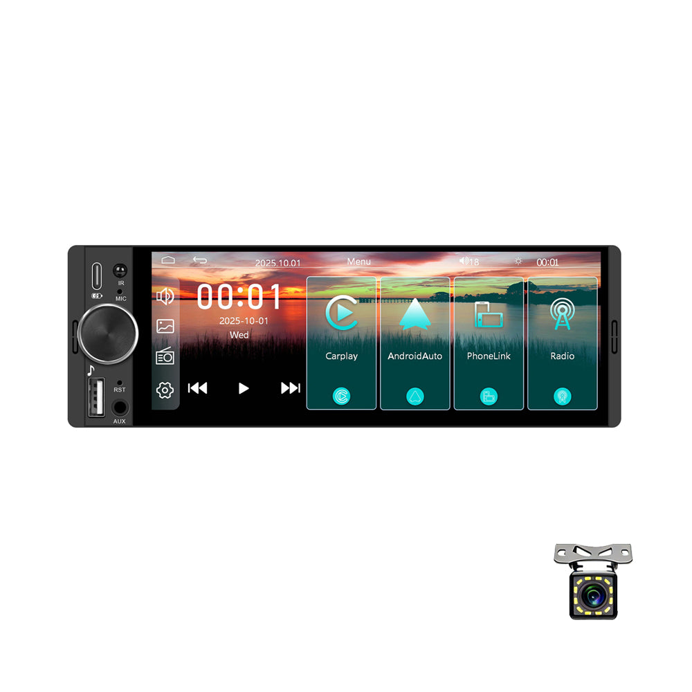 6.28 inch Car Wireless CarPlay Android Auto MirrorLink MP5 Player Bluetooth 5.2 HD Touchscreen Vehicle Center Console Display Universal